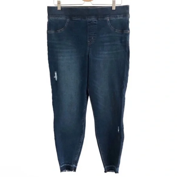 Spanx Denim Distressed Skinny Leggings 1X Blue - Picture 8 of 8